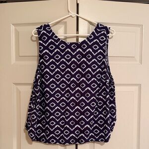 LOFT Diamond Pattern cropped Tank Top - Navy and White Size L